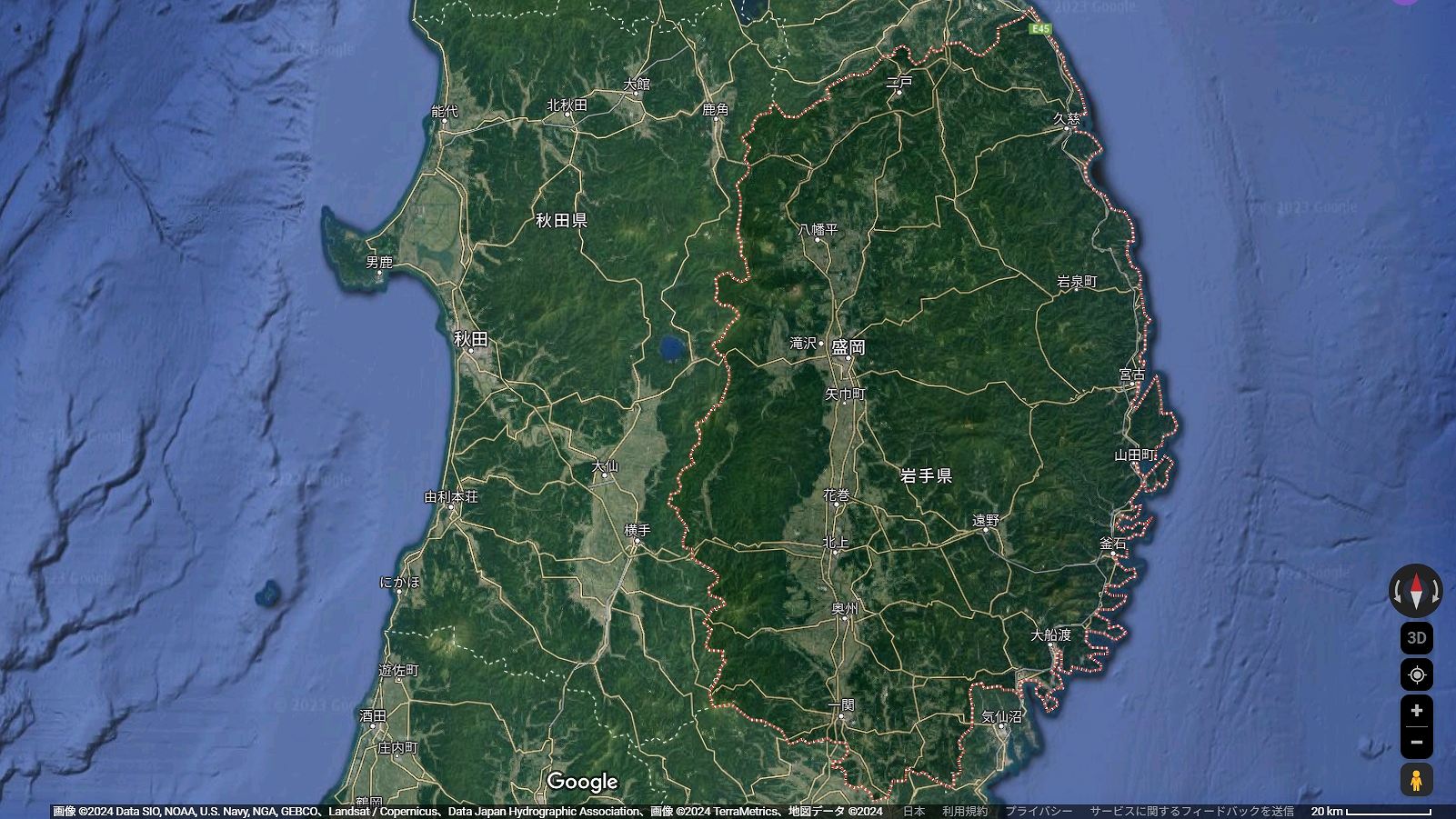 岩手県      の地図